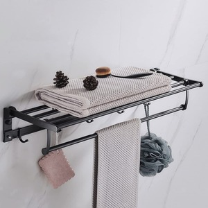 Porte-serviettes mural en acier inoxydable à double barre, support métallique pour salle de bain - Product Image 5