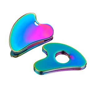 Pas cher Personnalisé Bas quantité minimale de commande En Forme De Coeur Coloré Visage Peau Métal Guasha Grattage Outil De Massage Or Logo Corps Sculpture Gua Sha - Product Image 1