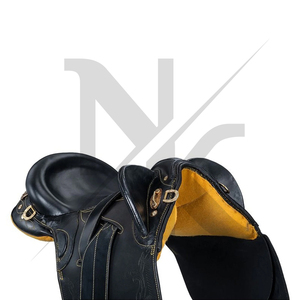 Sillín de cuero de vaca premium con guardabarros de madera para equitación de media raza, para trabajo ganadero competitivo, sillín profesional australiano para ganado. - Product Image 5
