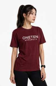 เสื้อยืดแขนสั้นคอกลมสีแดงเลือดหมูสำหรับผู้หญิง ONETEN เนื้อผ้าเจอร์ซีย์ระบายอากาศได้ดี สวมใส่สบาย เหมาะสำหรับเล่นกีฬาและใส่ลำลองในฤดูร้อน - Product Image 6