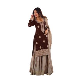 Presentamos la Nueva Colección de Diseñador: Salwar Kameez Casual para Mujer en Georgette Sintético Pesado con Bordado Intenso y Lentejuelas - Product Image 1