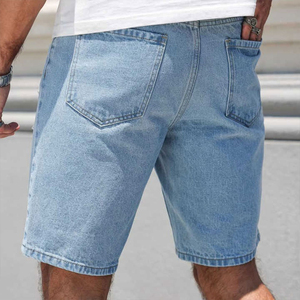 Shorts en jean décontractés pour hommes, longueur genou, légers, délavés, effet usé, avec braguette boutonnée - Product Image 2
