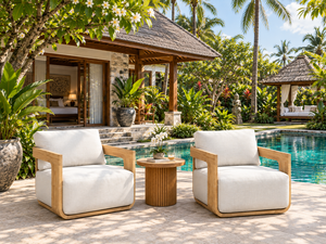 Conjunto de Muebles de Jardín de Madera de Teca, Mesa y Sofá para Patio, con Cojines, para el Borde de la Piscina, Hotel, Villa, Fabricante de Indonesia - Product Image 3