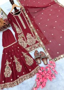 Elegante Vestido Sharara, Muy Hermoso y Estilizado para Fiestas, con Pedrería y Bordados - Product Image 3