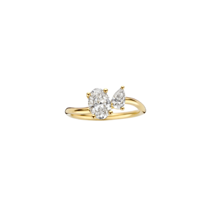 Anillo de Diamantes Rosa Ovalado y en Forma de Pera de 1.20 CT, Anillo de Compromiso con Diamantes Cultivados en Laboratorio, Anillo con Dos Diamantes, Anillo de Novia de Oro, Anillo de Promesa Único - Product Image 1