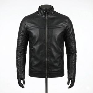 Veste en cuir slim pour homme, qualité supérieure, doublure polaire chaude, col tendance, style motard, manteau d'extérieur – Grande Vente - Product Image 1