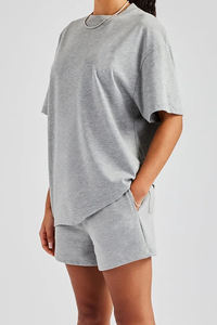 T-shirts et shorts décontractés surdimensionnés 2026 en coton lavé 100 % à séchage rapide, coupe ample unisexe pour hommes - Product Image 2