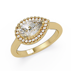 Anillo de Oro Sólido de 14K con Diamante Cultivado en Laboratorio, Corte Pera, Halo, 1.10ct, Certificado IGI, Anillo de Compromiso, Boda, Novia, Joyería Fina, Personalizado - Product Image 2