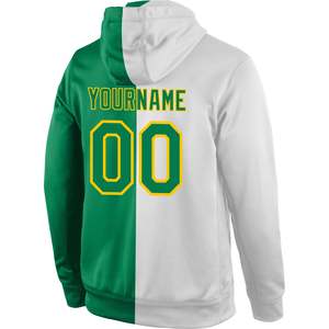 Sudadera Deportiva Personalizada con Costuras Blancas, Verde Kelly y Doradas, Sudadera con Nombre y Número del Equipo Personalizados para Hombre y Mujer - Product Image 3