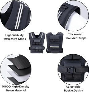 Chaleco con Peso Ajustable para Hombre, 20lbs/30lbs/40lbs, con Franja Reflectante, Chaleco con Peso para Mujer, Chaleco de Entrenamiento para Fuerza - Product Image 2