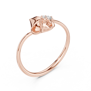 Anillo Minimalista con Motivo de Capullo Floral en Oro Amarillo Sólido de 14k con Diamantes Cultivados en Laboratorio de Corte Redondo, Anillo de Boda Clásico, Regalo para Ella - Product Image 5