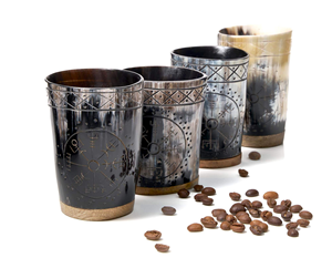 Vaso de chupito de cuerno vikingo tallado Brandy Valley, vasos de agua y vino de cristal de ágata, hechos a mano - Product Image 1