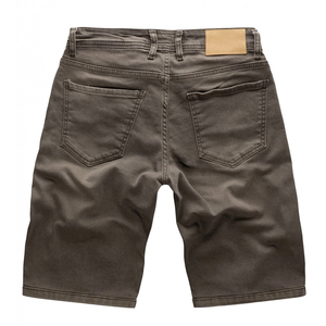 <b>mens</b> dark navy blue stonewashed denim shorts button fly cuffed folded hem contrast amber stitching five pocket design apparel - Product Image 6