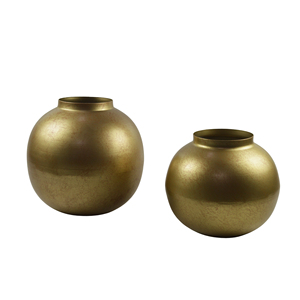 Macetas Metálicas Doradas con Diseño Martillado, Decoración de Mesa para Interiores, Macetas y Jardineras para Sala de Estar, Macetas de Hierro de Diseño - Product Image 4
