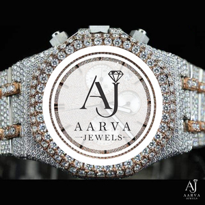 AARVA JEWELS นาฬิกากลไกจักรกลสแตนเลสประดับเพชรโทนสีโรสโกลด์คริสตัลแซฟไฟร์โครโนกราฟ 20 มม. สายแบบอะนาล็อก - Product Image 1