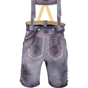 Shorts Lederhosen légers en daim pour hommes, style traditionnel bavarois allemand, pour l'Oktoberfest, à devant plat, avec braguette boutonnée, couleur unie, décontractés, vente en gros - Product Image 1