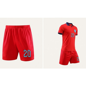 Ensemble de maillot de football pour hommes en polyester 100% avec impression par sublimation intégrale, short inclus, uniforme personnalisé de couleur rouge pour jeunes - Product Image 3