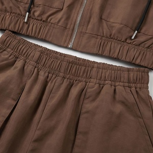 2 Piece High Quality Formal Solid Above Knee Home Wear Suit Short Sleeve T Shirt and Shorts <b>Twin</b> <b>Set</b> for Women - Product Image 5