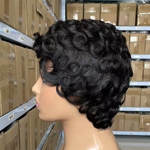 12A Pixie Cut Human Hair Wig Loose <strong>Wave</strong> Machine Made Full <strong>Cap</strong> Natural Color for Women Daily Use - Product Image 5