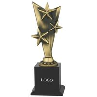 Trofeo Metálico Rectangular Portátil de Oro Personalizado Premium, Grabado con Diseño de Tres Estrellas, Recuerdo Chapado, Premio de Excelencia, Deportes Escolares
