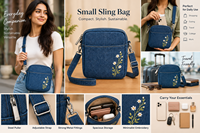 Sac bandoulière en jean coréen pour femme avec broderie florale, fermeture éclair, style classique, petite capacité, usage quotidien