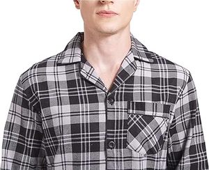 Ensembles de pyjamas pour hommes, vêtements de nuit en flanelle de coton à manches longues, vente chaude, 100 % coton peigné, logo personnalisé, manches courtes - Product Image 1