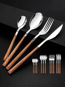 Ensemble de couverts de cuisine en acier inoxydable, cuillère, fourchette, couteau pour la maison, le restaurant, l'hôtel, la table à manger, résistant à la rouille, durable, moderne, pour les fêtes - Product Image 3