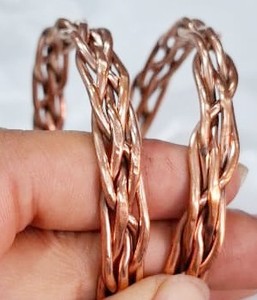 Twisted <b>Copper</b> <b>Bangles</b> Fashionable Bracelets with Pear Charm Jewelry - Product Image 1