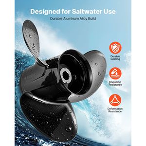 Hélice marine en aluminium à 15 cannelures pour moteur hors-bord Mercury/Mariner 135-300 CV, boîtier de 4 3/4 pouces - Product Image 3