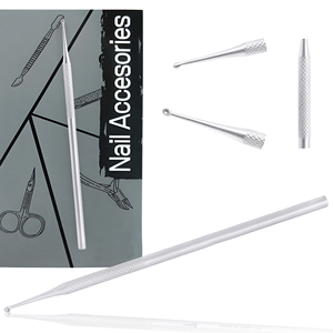Herramienta de doble punta para remover cutículas y puntos negros, cuchara extractora de acné, herramienta de acero inoxidable para limpieza de poros faciales. - Product Image 1