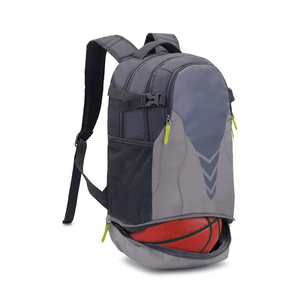 Sac à dos de sport gris pour basketball avec compartiment inférieur pour ballon, poche en filet, durable, haute qualité, robuste, personnalisable - Product Image 1