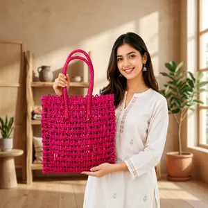 Sac fourre-tout rectangulaire artisanal en herbe de Sabai, tissé, écologique, design traditionnel d'Orissa, sac à bandoulière durable et imperméable - Product Image 2