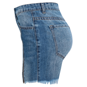Shorts cargo en jean vintage sexy pour femme, taille haute, délavé, effiloché, déchiré, coupe skinny, style streetwear décontracté d'été, hot pants - Product Image 4
