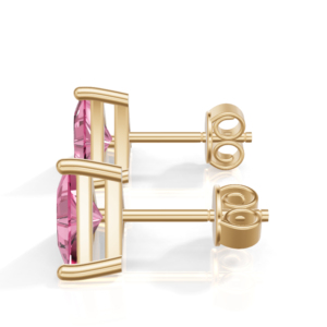 Yellow Plated Sterling Silver Trillion Cut Prong <b>Pink</b> <b>Sapphire</b> Stud <b>Earrings</b> Classic Women's Jewelry 1.5g Heerani Jewels - Product Image 5
