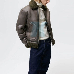 Pakistan Manufacture <b>Men</b> <b>Shearling</b> <b>Jacket</b> made With 100% Leather Material Outdoor Street Wear <b>Shearling</b> <b>Jacket</b> <b>For</b> <b>Men</b> - Product Image 3