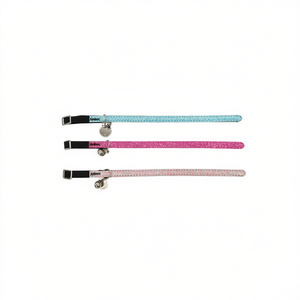 Collier pour chat Yommy scintillant avec clochette rose bleu violet - Product Image 2