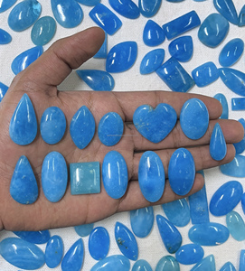 Blue Hemimorphite Quartz Cabochons Oval <b>Beads</b> and Round Gems for Necklace Healing Gemstone - Product Image 1