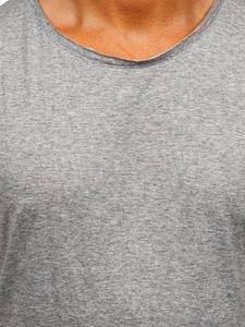 Camiseta deportiva sin mangas para hombre, 95% algodón, 5% spandex, gris, personalizada para gimnasio, con logo bordado, unisex. - Product Image 3