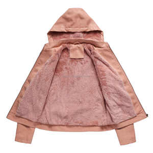 Élégant rose élégant à capuche Moto cuir veste pour femmes polyvalent respirant imperméable fermeture à glissière Durable Sherpa doublure - Product Image 4