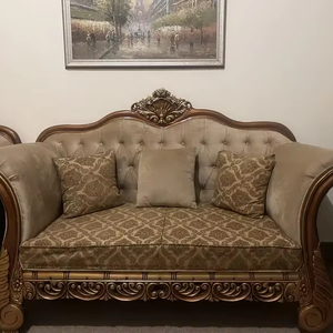 Sofá de calidad con cojines suaves y cómodos, juego de sofás de tela contemporáneo de 4 plazas con estructura de madera, ideal para la sala de estar moderna. - Product Image 1