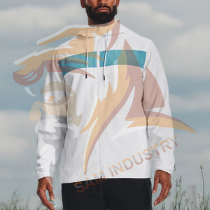 Vestes coupe-vent à capuche pour hommes, style tendance, logo personnalisé sur le devant, écologiques, respirantes, faible MOQ - Product Image 6