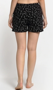 Women's Printed Navy Blue Shorts With Coffee Cup Pattern <b>Elastic</b> Waist Knitted Cotton Casual Regular Fit - Product Image 6