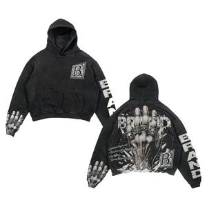 Sweat à capuche délavé vintage pour hommes 100% coton Sun Fade No String Pullover DTG Print Acid Wash Styles personnalisables pour l'hiver - Product Image 1