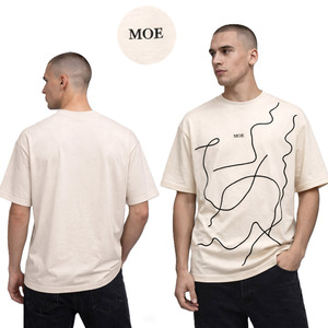Camiseta Extra Grande para Hombre, 240GSM, 100% Algodón, Diseño Abstracto con Apliques, Estilo Hip Hop, Fabricante OEM Personalizado - Product Image 1