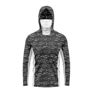 Sweat à capuche de pêche à manches longues pour homme, blanc et noir, imprimé arêtes de poisson, protection solaire UPF 50 anti-UV - Product Image 4