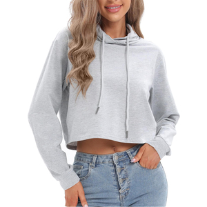 Fashionable <b>Patchwork</b> Long Sleeve Ladies Crop <b>Top</b> Hoodie Pullover Custom Women Hoodies Sweatshirts Wholesale - Product Image 4