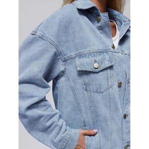 2025 femmes à la mode surdimensionné bouton Denim Jean veste à manches longues haut court automne/hiver mode tenue - Product Image 2