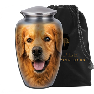 โกศใส่เถ้ากระดูกสัตว์เลี้ยงสำหรับสุนัขพันธุ์โกลเด้นรีทรีฟเวอร์ขนาดใหญ่ ทำจากอะลูมิเนียม ขนาด 220 คิวบิกอินช์ เป็นมิตรกับสิ่งแวดล้อม ทนทาน - Product Image 1