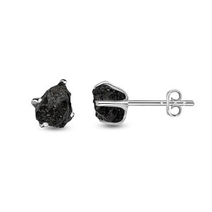 925 Sterling <b>Silver</b> Natural Shungite Rough Butterfly Lock <b>Stud</b> <b>Earrings</b> Fashion Trendy Dainty Claw Setting Wedding Party Gift - Product Image 1