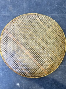 Grains Seeds & Farm Produce Kitchen Farmhouse Use Round Smoked Bamboo Set of 2 Sifting Trays Smoked Natural Bamboo Handmade - Product Image 1